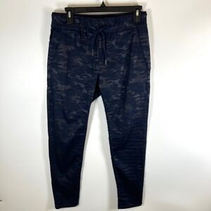 Flog Camo Print Jogger Pants Navy Blue Drawstring Waist‎ Women's Size 30